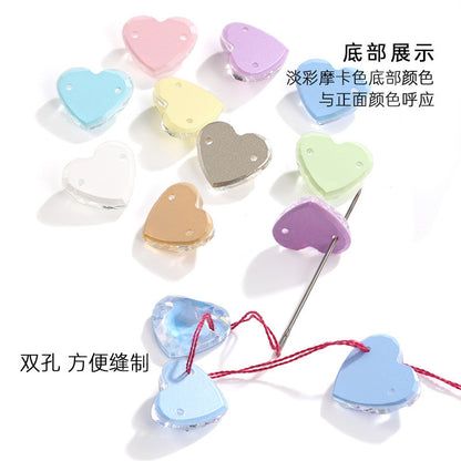 K9 Mocha Flat Buckle Flat Bottom Hand Sewn Drill Fat Peach Heart Crystal Double Hole Love Glass Drill Bridal Clothing Dress Accessories