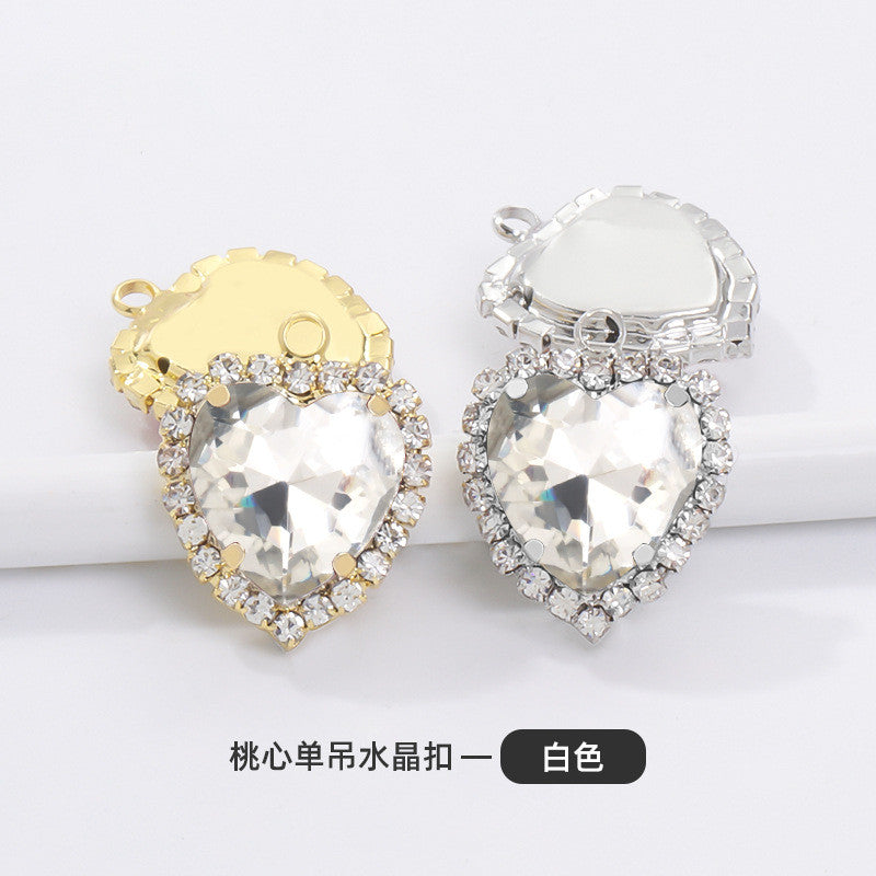 12mm Heart Shape Crystal Single Pendant Clothing Accessories Hand Sewn Perforated Claw