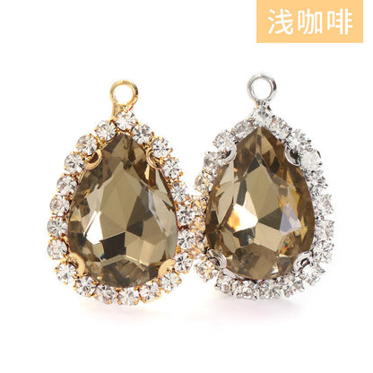10*14mm Drop Crystal Buckle Single Hanging Copper Base DIY Glass Rhinestone Jewelry Accessories Single Hole Pendant