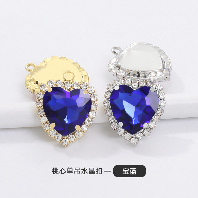 12mm Heart Shape Crystal Single Pendant Clothing Accessories Hand Sewn Perforated Claw