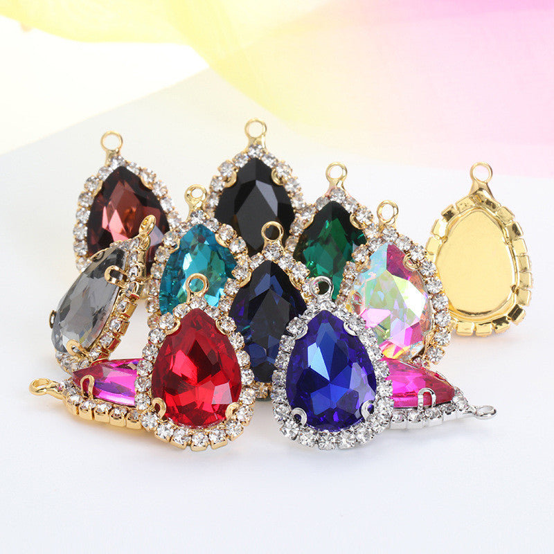 10*14mm Drop Crystal Buckle Single Hanging Copper Base DIY Glass Rhinestone Jewelry Accessories Single Hole Pendant