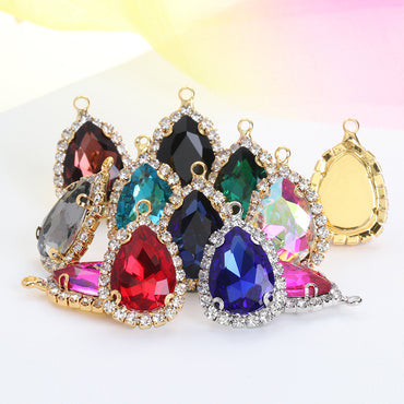 10*14mm Drop Crystal Buckle Single Hanging Copper Base DIY Glass Rhinestone Jewelry Accessories Single Hole Pendant