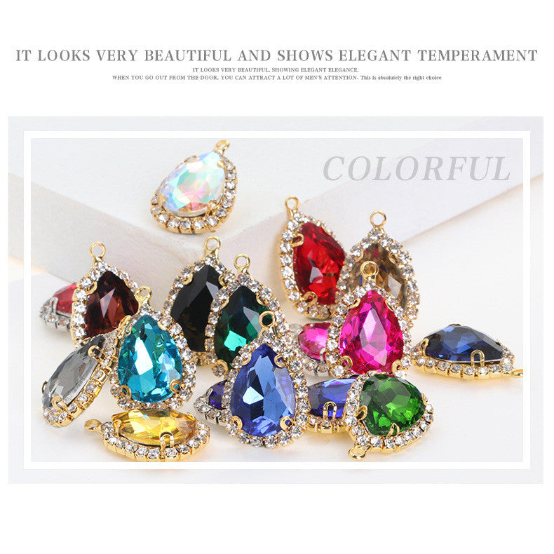 10*14mm Drop Crystal Buckle Single Hanging Copper Base DIY Glass Rhinestone Jewelry Accessories Single Hole Pendant