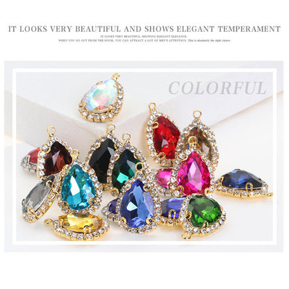 10*14mm Drop Crystal Buckle Single Hanging Copper Base DIY Glass Rhinestone Jewelry Accessories Single Hole Pendant