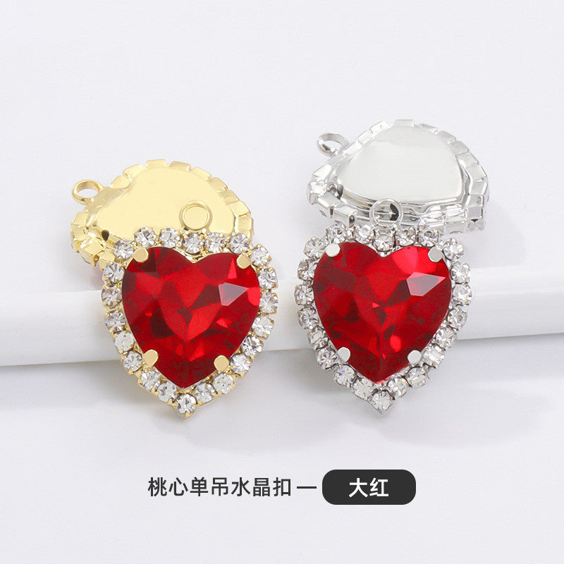12mm Heart Shape Crystal Single Pendant Clothing Accessories Hand Sewn Perforated Claw
