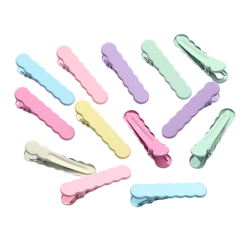 Wavy Beak with Dopamine-colored Forehead Fringe with Side Clip Back Hair Clip Simple