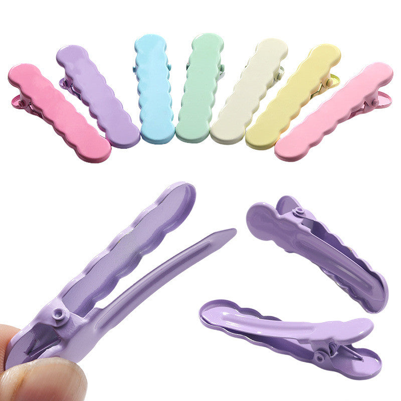 Wavy Beak with Dopamine-colored Forehead Fringe with Side Clip Back Hair Clip Simple