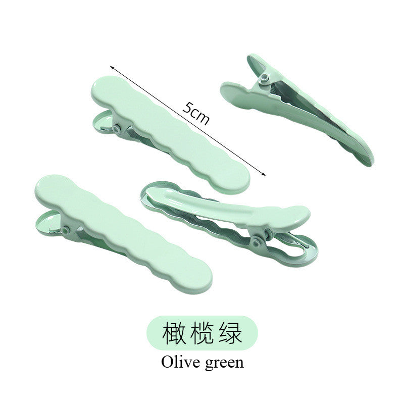 Wavy Beak with Dopamine-colored Forehead Fringe with Side Clip Back Hair Clip Simple