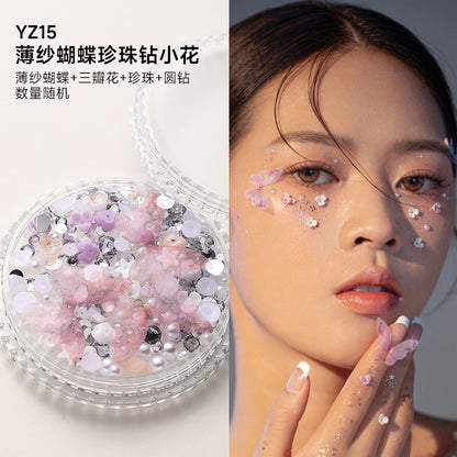 Boxed applique decorations Face makeup patches Metal butterfly decorations