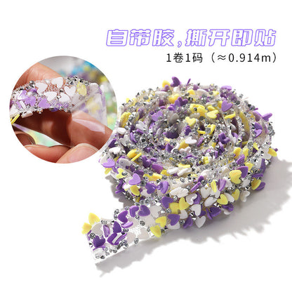 Tear open and stick peach heart butterfly round soft pottery sheet drill belt DIY clothing accessories handicraft patch accessories