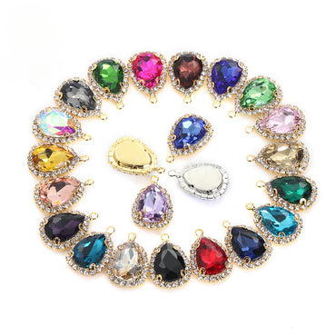 13*18mm Drop Crystal Buckle Single Hanging Copper Base DIY Glass Rhinestone Jewelry Accessories Single Hole Pendant