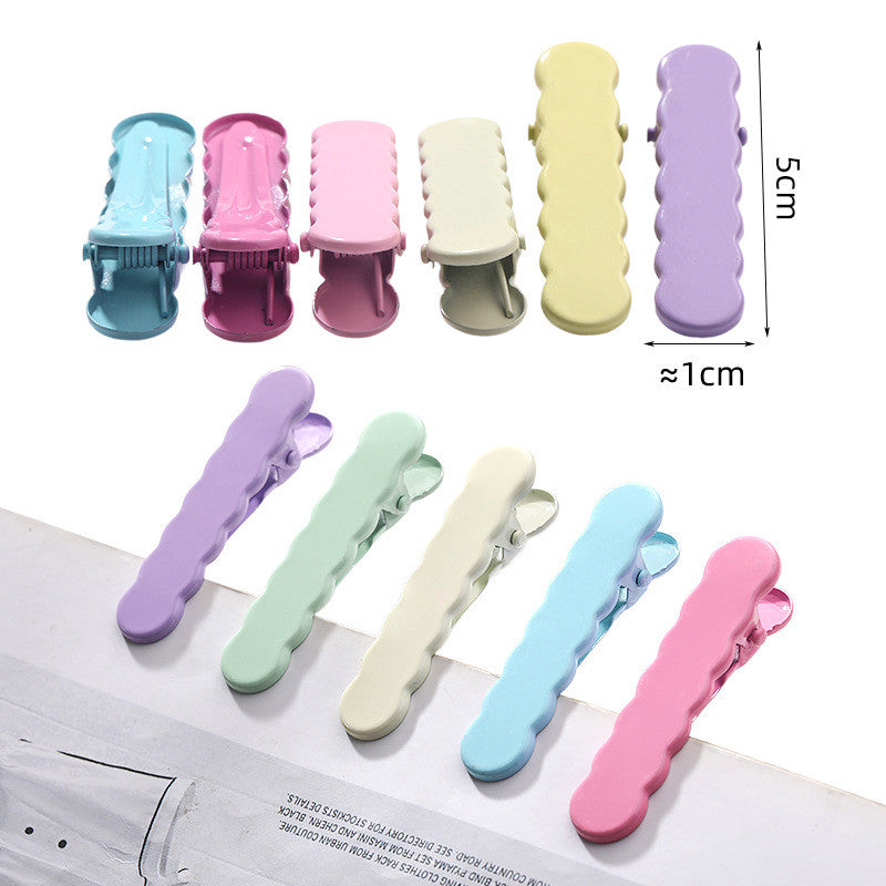 Wavy Beak with Dopamine-colored Forehead Fringe with Side Clip Back Hair Clip Simple