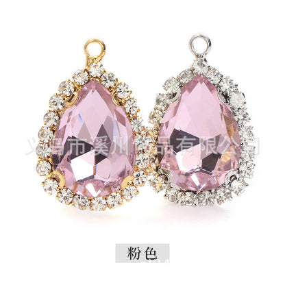 10*14mm Drop Crystal Buckle Single Hanging Copper Base DIY Glass Rhinestone Jewelry Accessories Single Hole Pendant