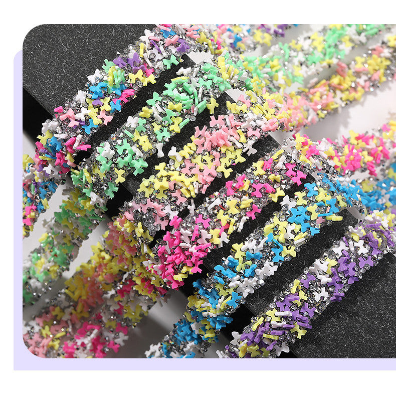 Tear open and stick peach heart butterfly round soft pottery sheet drill belt DIY clothing accessories handicraft patch accessories