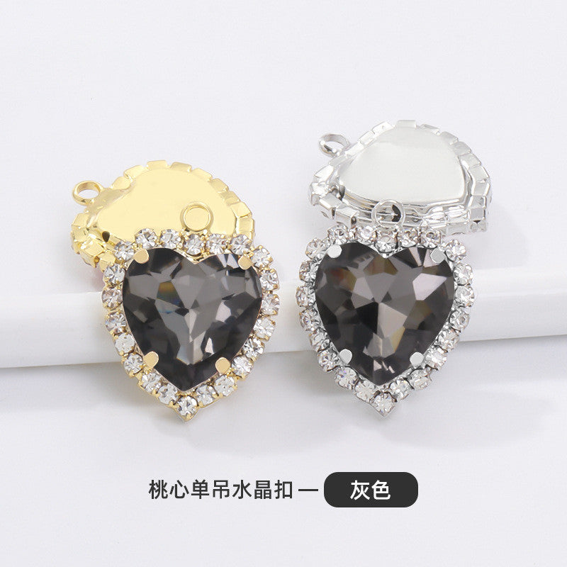 12mm Heart Shape Crystal Single Pendant Clothing Accessories Hand Sewn Perforated Claw
