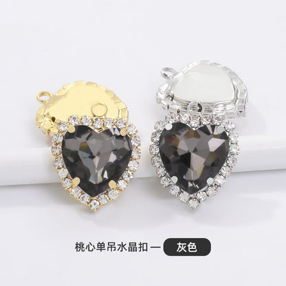 12mm Heart Shape Crystal Single Pendant Clothing Accessories Hand Sewn Perforated Claw