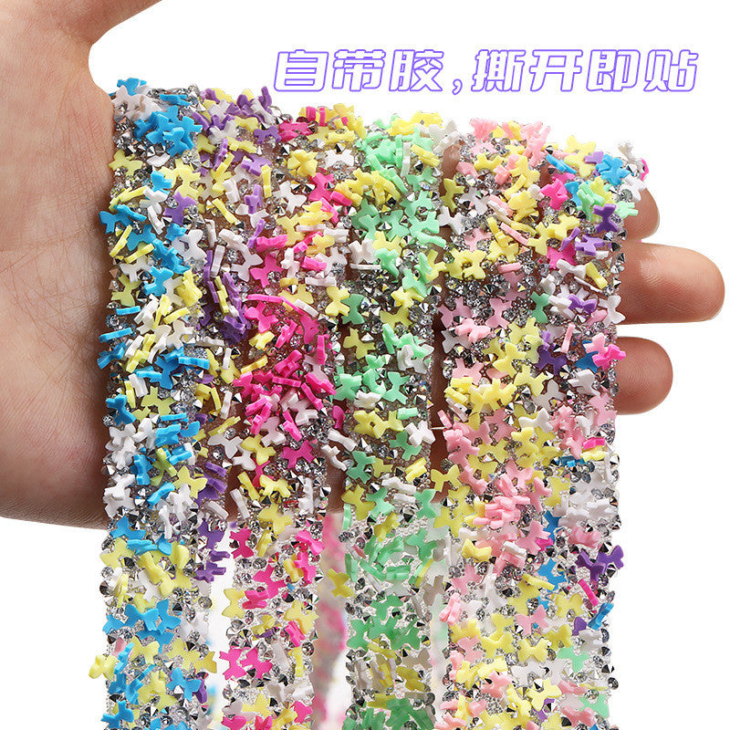 Tear open and stick peach heart butterfly round soft pottery sheet drill belt DIY clothing accessories handicraft patch accessories
