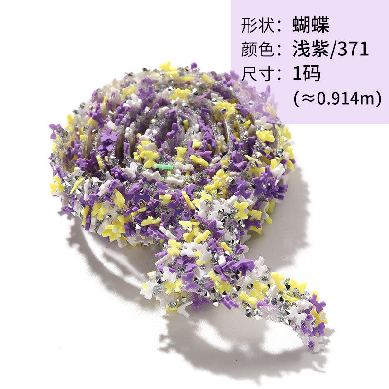 Tear open and stick peach heart butterfly round soft pottery sheet drill belt DIY clothing accessories handicraft patch accessories