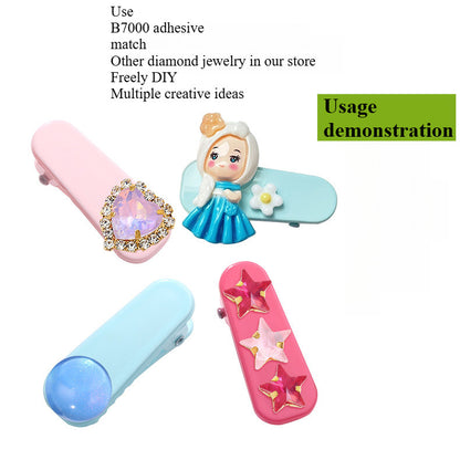 3.5cm Ultra Short Thumb Duck Beak Clip with Colorful Bangs Barrette Simple Hollow Hair Clip