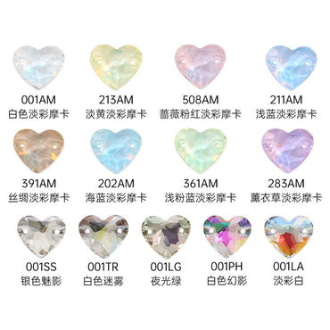 K9 Mocha Flat Buckle Flat Bottom Hand Sewn Drill Fat Peach Heart Crystal Double Hole Love Glass Drill Bridal Clothing Dress Accessories