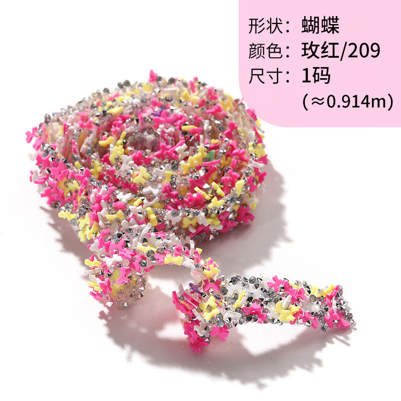 Tear open and stick peach heart butterfly round soft pottery sheet drill belt DIY clothing accessories handicraft patch accessories
