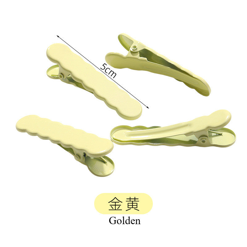 Wavy Beak with Dopamine-colored Forehead Fringe with Side Clip Back Hair Clip Simple