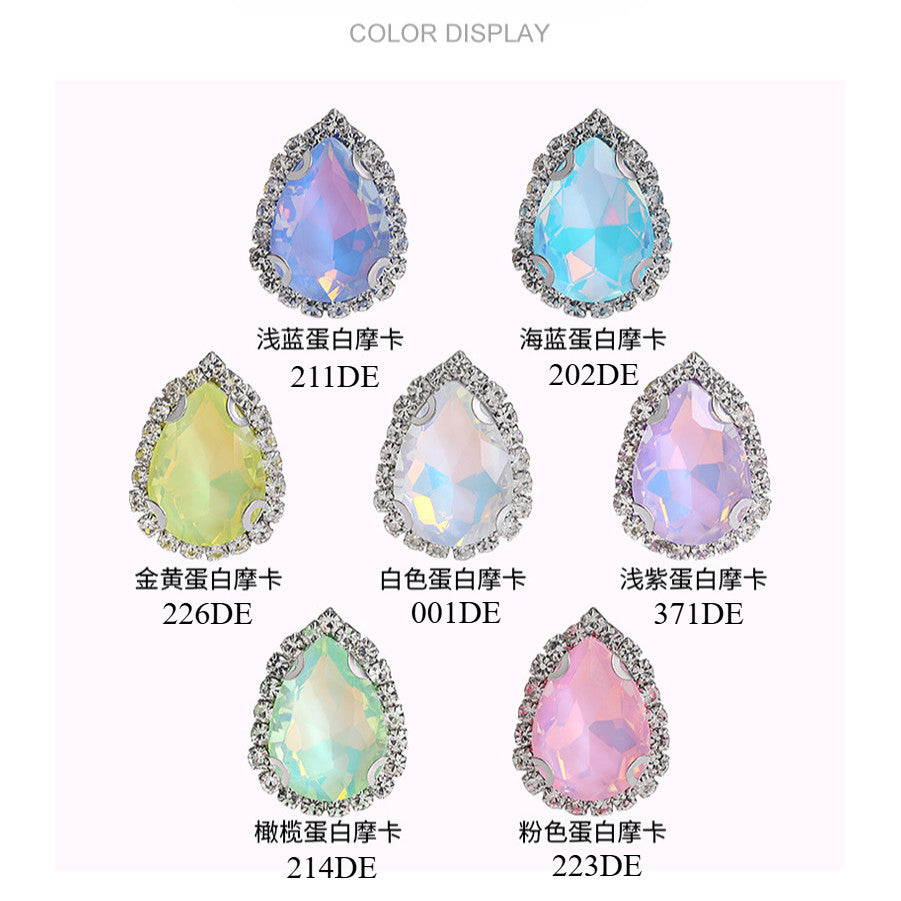 13*18mm Shiny Drop Rhinestone With Crystal Buckle Fancy Crystal for Wedding Dress DIY Handmade