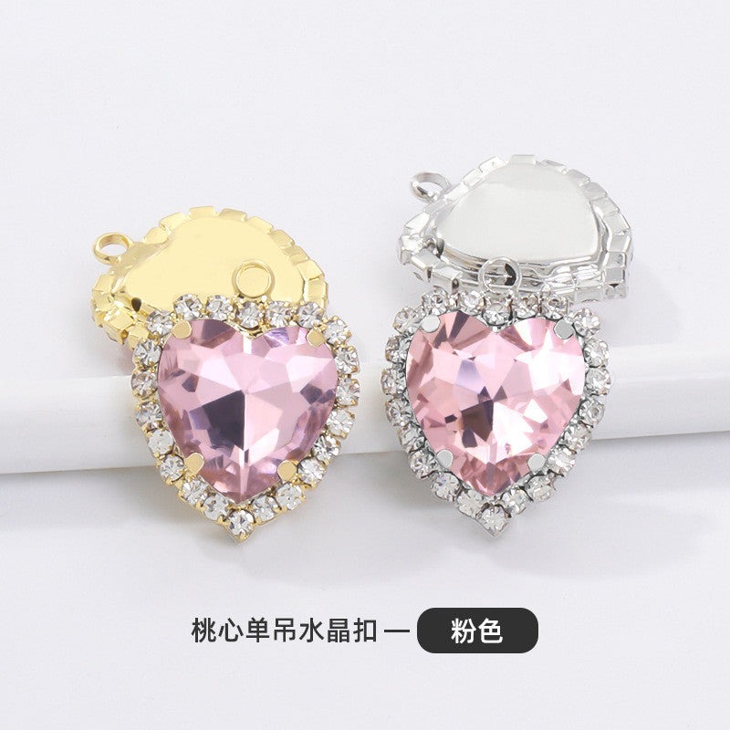 12mm Heart Shape Crystal Single Pendant Clothing Accessories Hand Sewn Perforated Claw