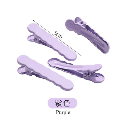 Wavy Beak with Dopamine-colored Forehead Fringe with Side Clip Back Hair Clip Simple