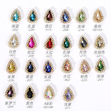 10 pointed water drop claw drills, 4 holes around the edge, hand sewn rhinestones DIY headgear accessories, clothing accessories, flash diamond accessories, pointed water drop crystal buckle.