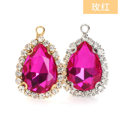 10*14mm Drop Crystal Buckle Single Hanging Copper Base DIY Glass Rhinestone Jewelry Accessories Single Hole Pendant