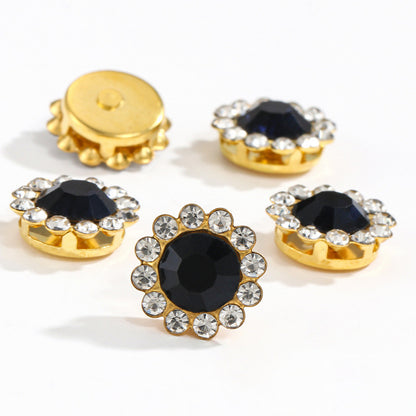 50pcs Fashion Sunflower 12mm Round Crystal Sew on Rhinestone for DIY Clothing Garment Accessories