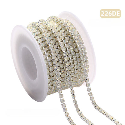 Mocha Color Rhinestone Chain Sewing Crystal Chain Silver Claw with Diamond Trims DIY Clothes Accessories