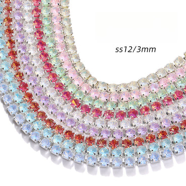 Mocha Color Rhinestone Chain Sewing Crystal Chain Silver Claw with Diamond Trims DIY Clothes Accessories