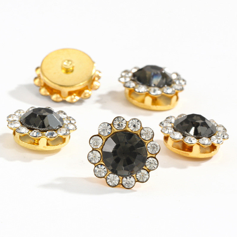 50pcs Fashion Sunflower 12mm Round Crystal Sew on Rhinestone for DIY Clothing Garment Accessories