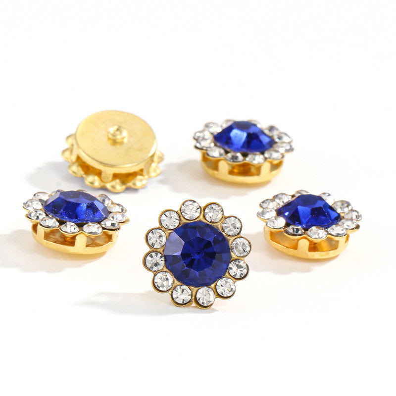 50pcs Fashion Sunflower 12mm Round Crystal Sew on Rhinestone for DIY Clothing Garment Accessories