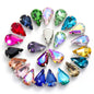 50pcs 5*8/6*10mm Thin Drop Sew On Rhinestone With Silver Claw Crystal for Dress Shoes Crafts