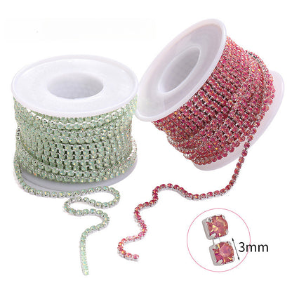Mocha Color Rhinestone Chain Sewing Crystal Chain Silver Claw with Diamond Trims DIY Clothes Accessories
