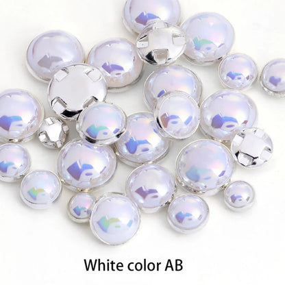 Pearl Buttons Imitation Pearl High Brightness Flat Bottom Half Side Pearl Hand Sewn Diy Accessories