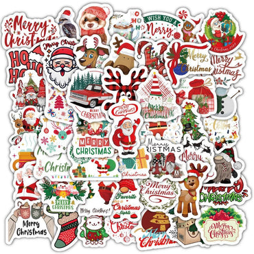 Christmas Style PVC Stickers DIY Laptop Phone Case Luggage Diary Decoration Waterproof Decal