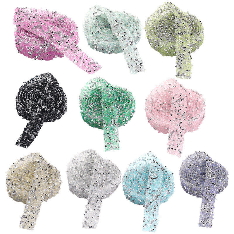 Self-adhesive Gloss Resin Inlaid Crystal Ribbon Strip Diy Handmade Accessories