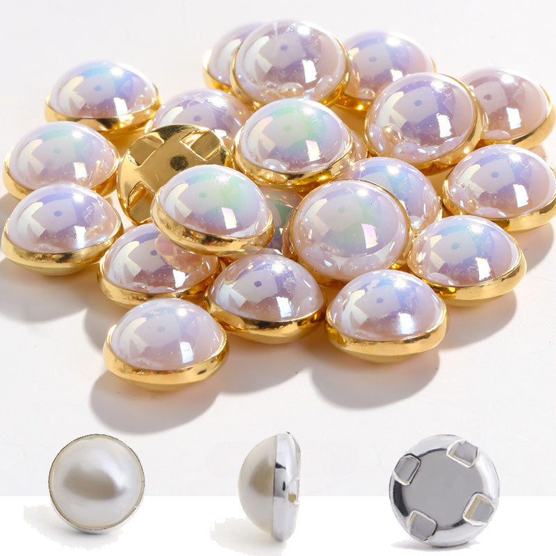 Pearl Buttons Imitation Pearl High Brightness Flat Bottom Half Side Pearl Hand Sewn Diy Accessories