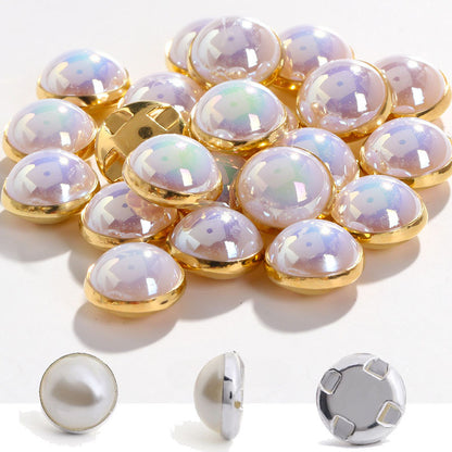 Pearl Buttons Imitation Pearl High Brightness Flat Bottom Half Side Pearl Hand Sewn Diy Accessories