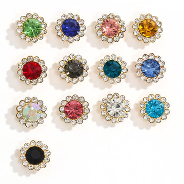 50pcs Fashion Sunflower 12mm Round Crystal Sew on Rhinestone for DIY Clothing Garment Accessories