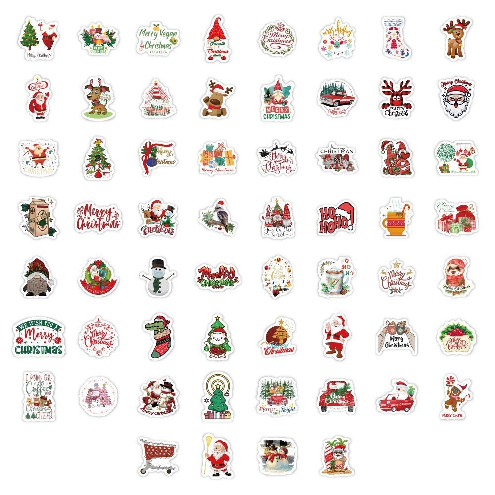 Christmas Style PVC Stickers DIY Laptop Phone Case Luggage Diary Decoration Waterproof Decal
