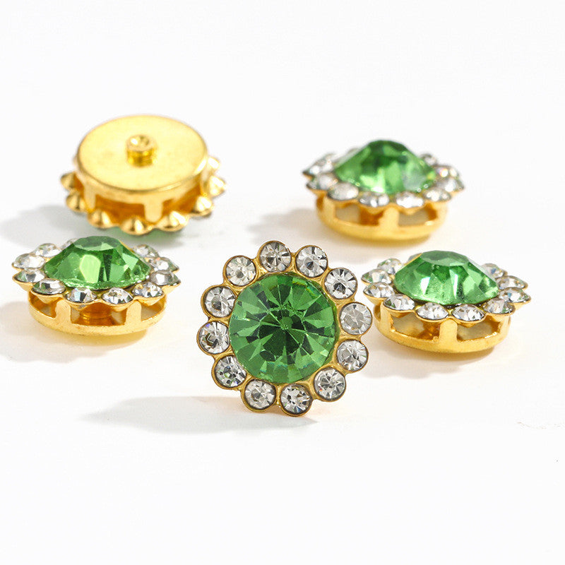 50pcs Fashion Sunflower 12mm Round Crystal Sew on Rhinestone for DIY Clothing Garment Accessories