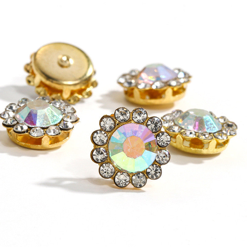 50pcs Fashion Sunflower 12mm Round Crystal Sew on Rhinestone for DIY Clothing Garment Accessories