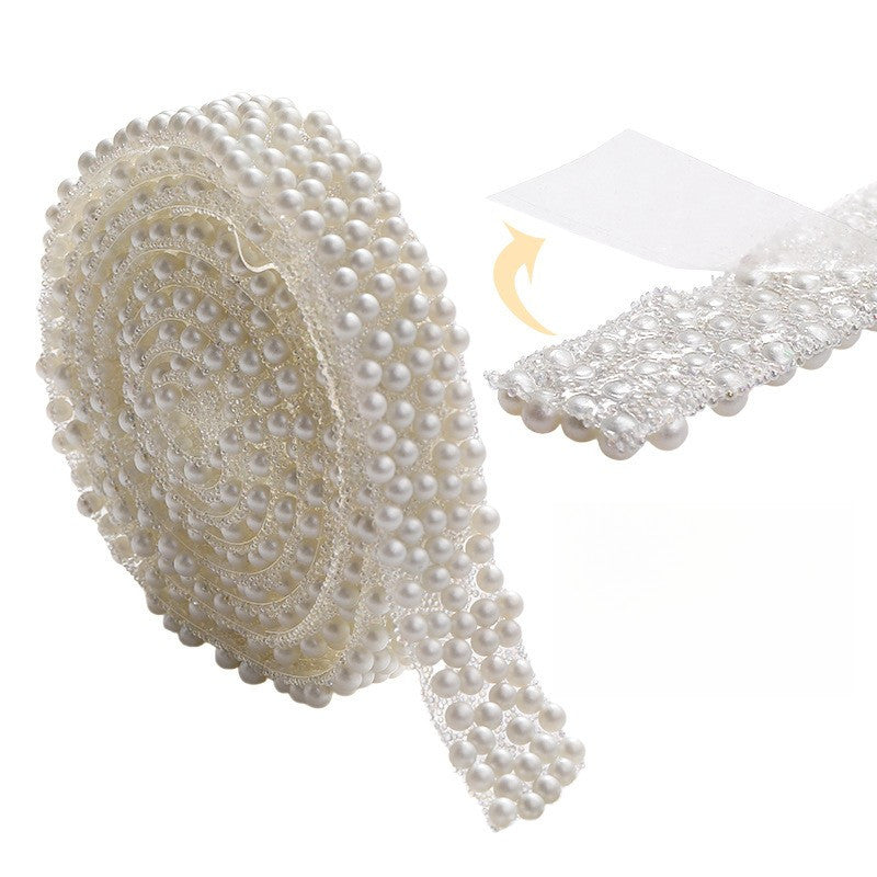 1.2cm Self-adhesive Pearl Strip ABS Imitation Pearl DIY Strips for Garment Shoes Hair Accessory