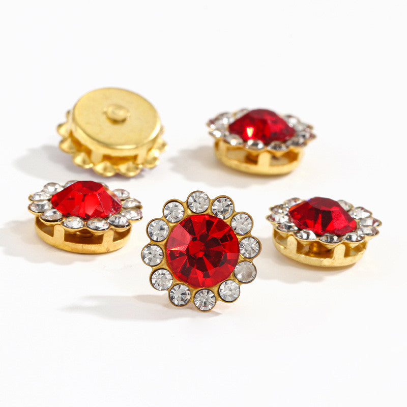 50pcs Fashion Sunflower 12mm Round Crystal Sew on Rhinestone for DIY Clothing Garment Accessories