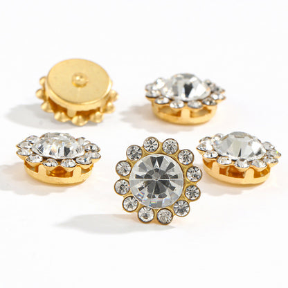 50pcs Fashion Sunflower 12mm Round Crystal Sew on Rhinestone for DIY Clothing Garment Accessories